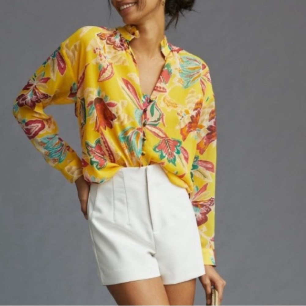 Pilcro The tavi yellow button down blouse size XS